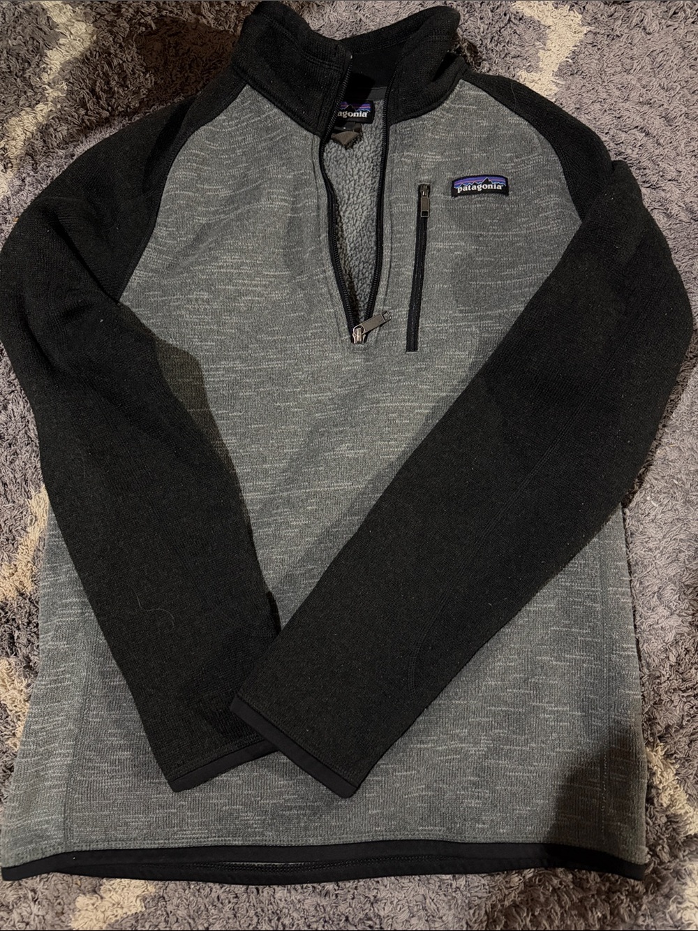 Patagonia Two-Tone Half-Zip Pullover - Gray & Black
